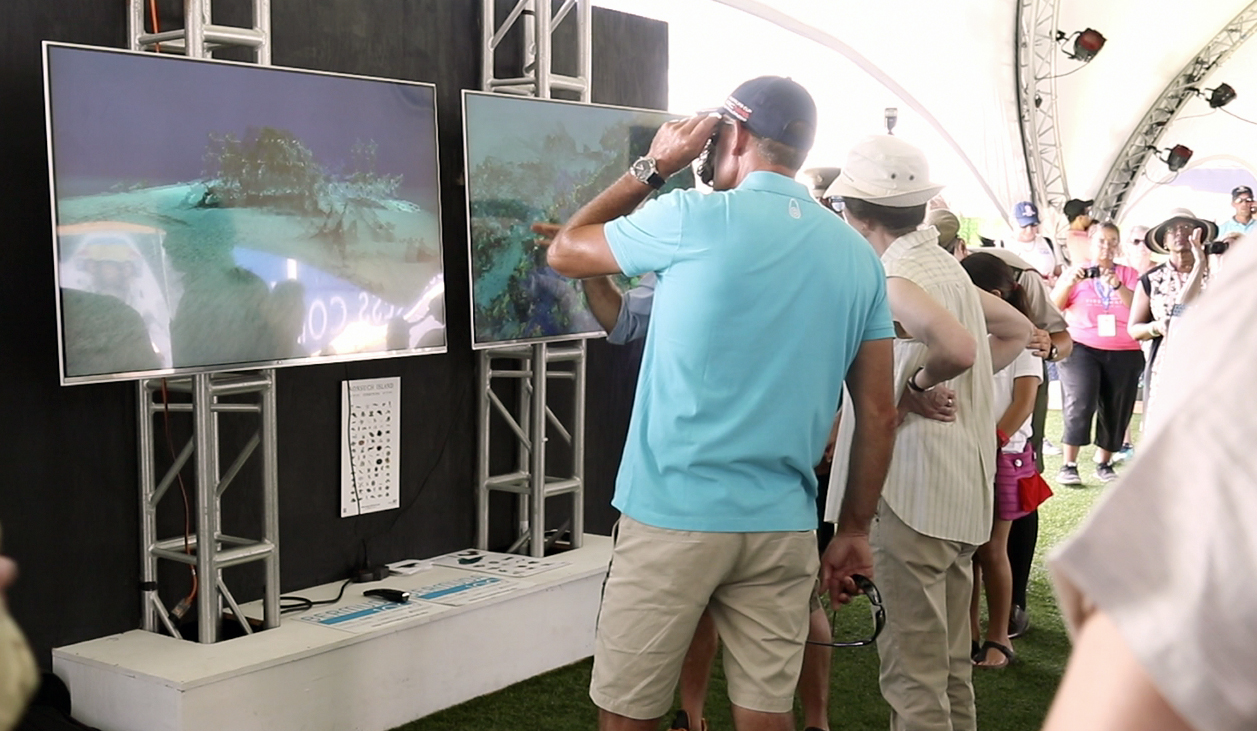 HRH Princess Anne and Sir Roussel Coutes preview Bermuda100 3D Shipwreck Project in the America's Cup Village