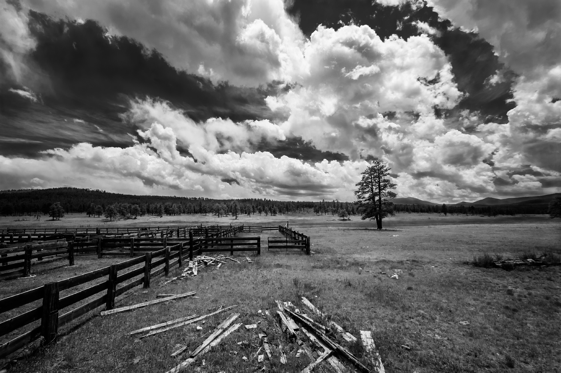 Ring Place black and white clouds, Valle Vidal, Philmont Scout Ranch, New Mexico; 2012