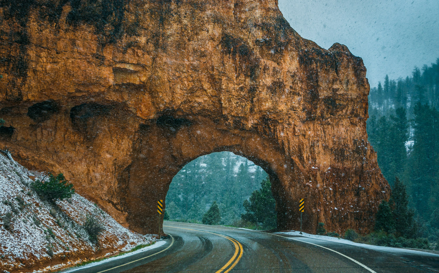 Snowy Red Canyon Arch, Utah; 2015.