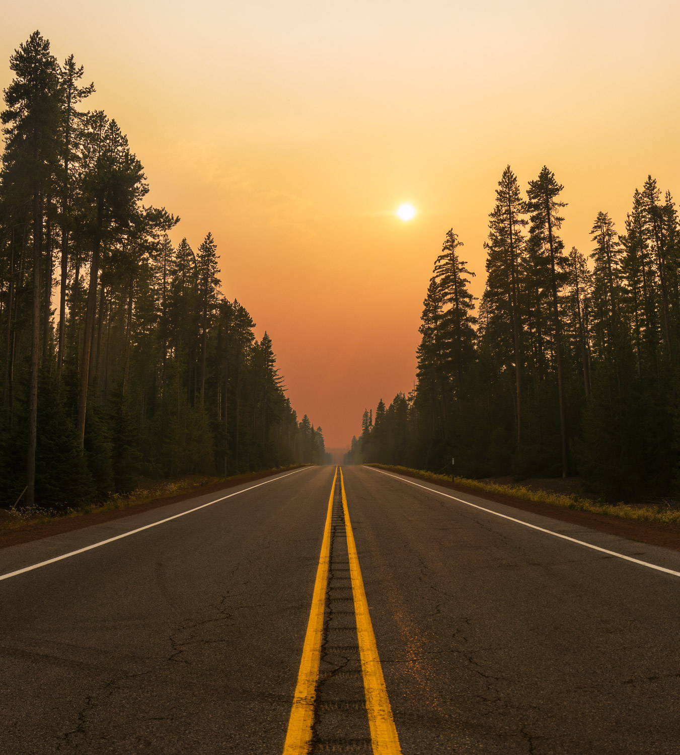 Smoky Sunset, Oregon State Highway 138, Crescent, Oregon; 2018.