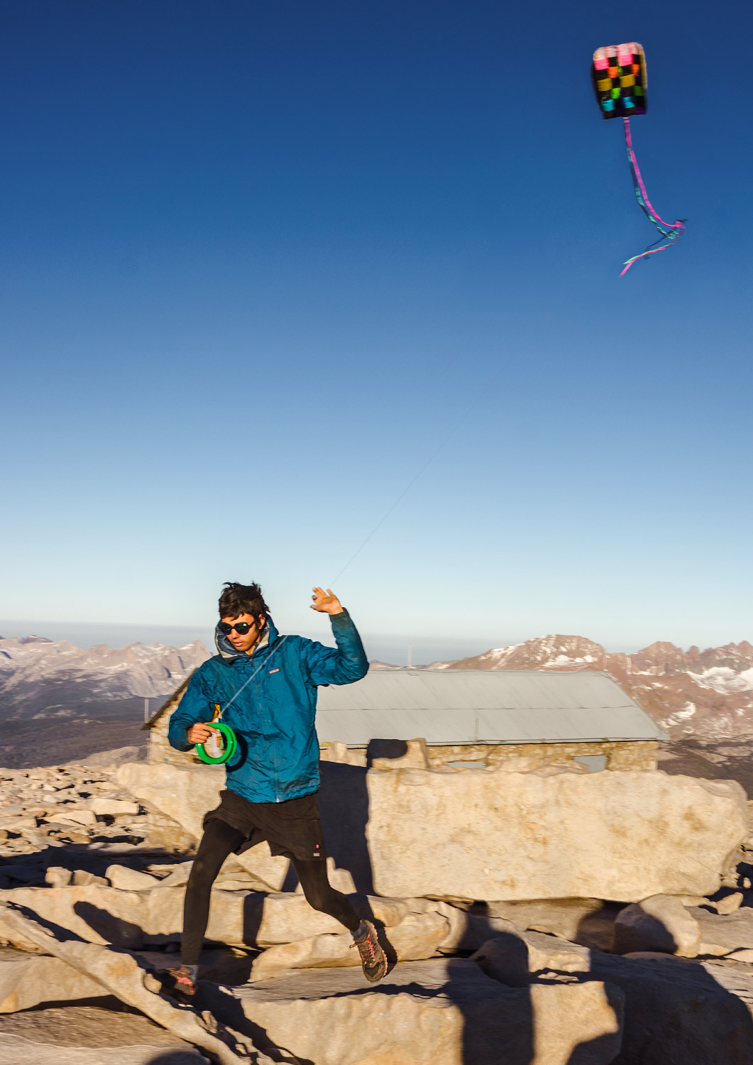 Kite-flying on the summit of Mount Whitney, Inyo, California; 2018.