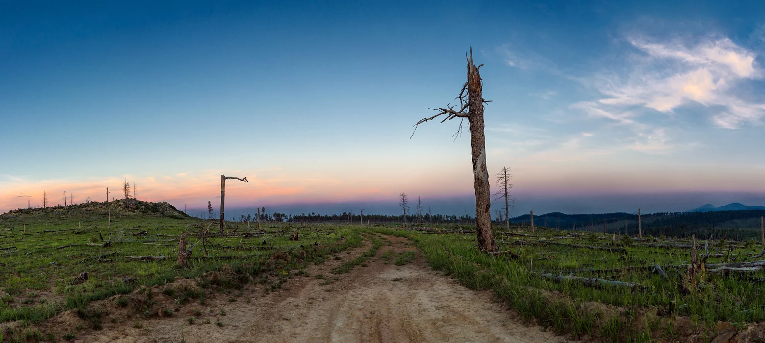 Head of Dean fire lookout sunset panorama, Philmont Scout Ranch, Cimarron, New Mexico; 2017