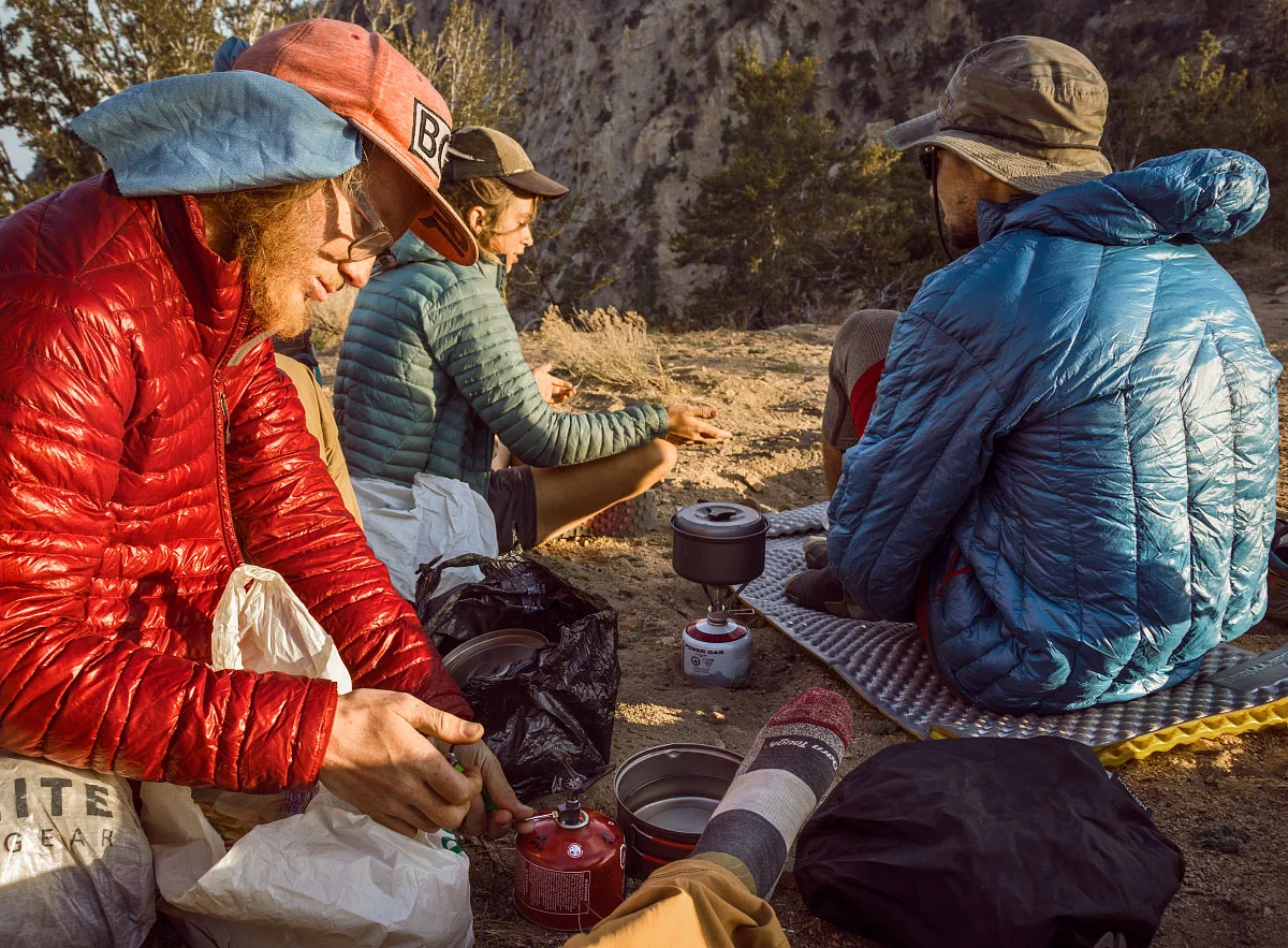Cooking dinner on trail, mile 244.7.