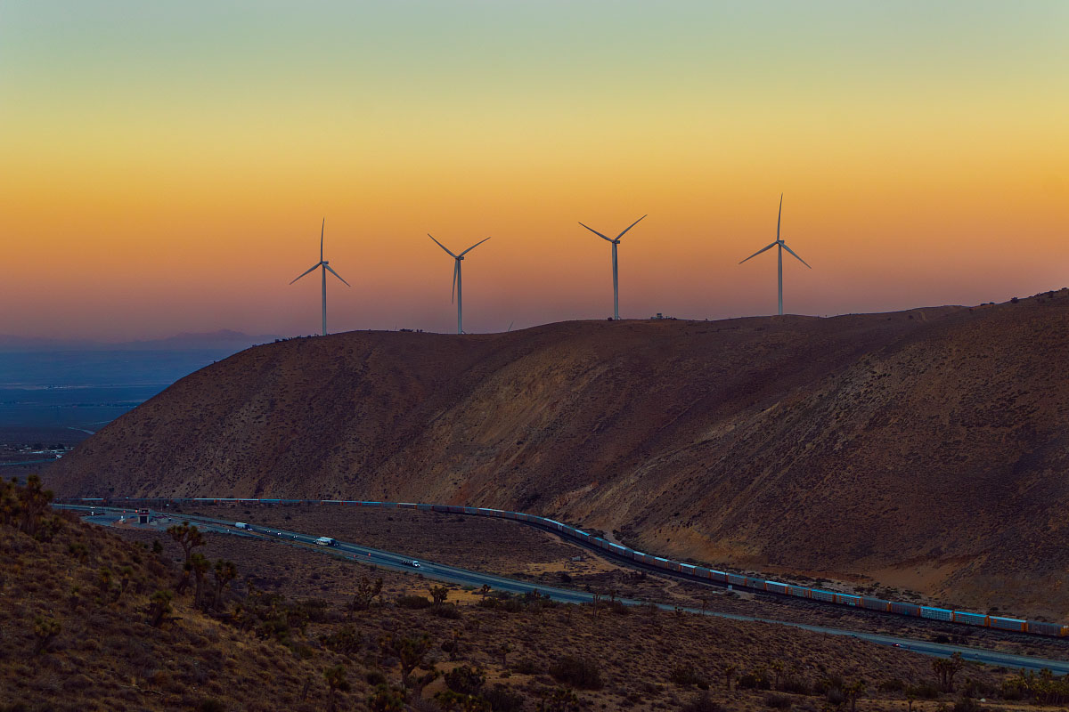 Alta wind farm sunset , mile 568.9.