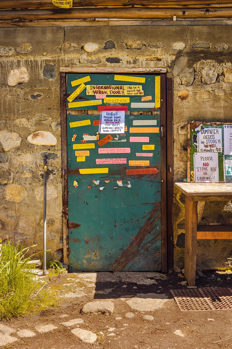 Muir Trail Ranch international hiker door.