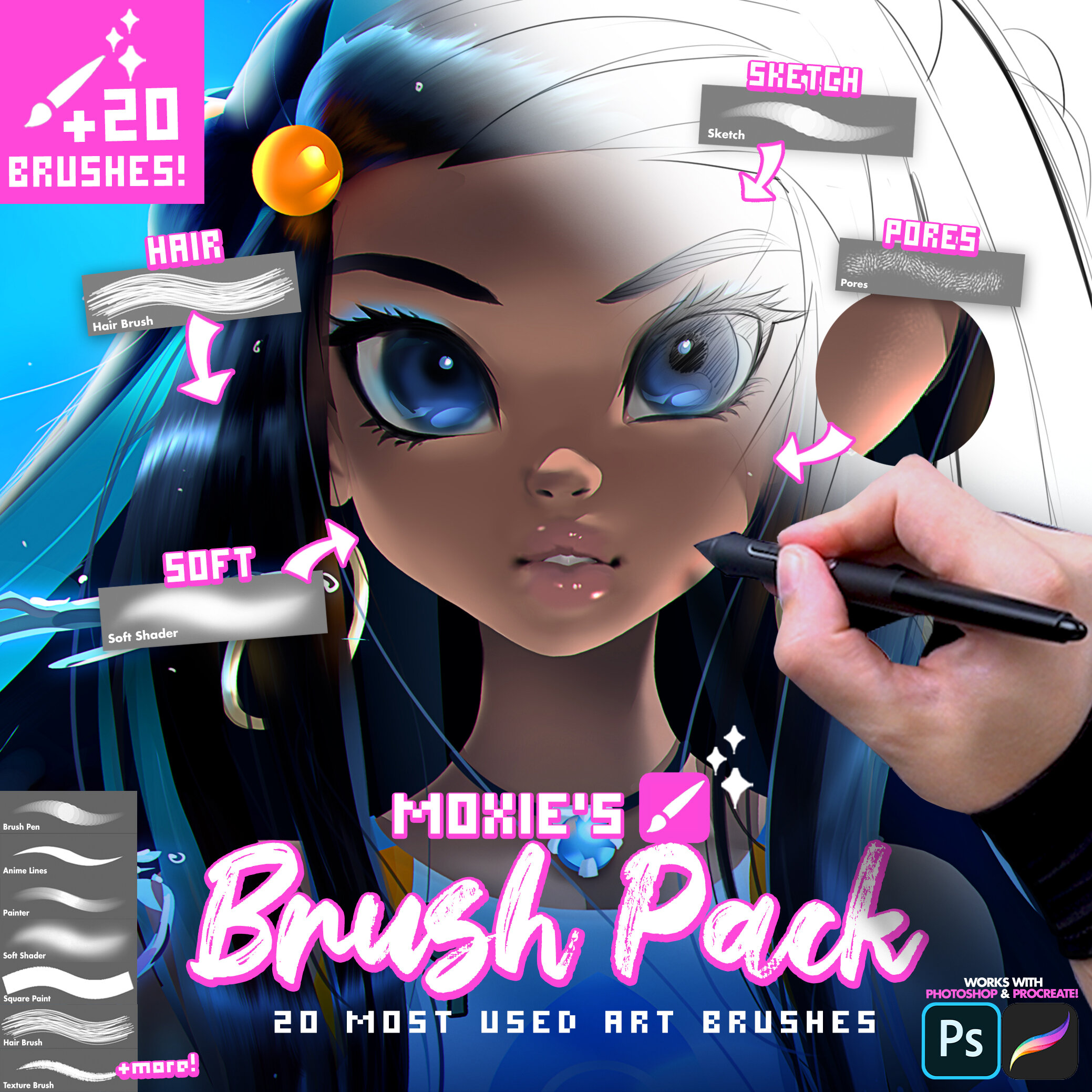 Moxie's Brush Pack (Photoshop & Procreate) - Moxie2D