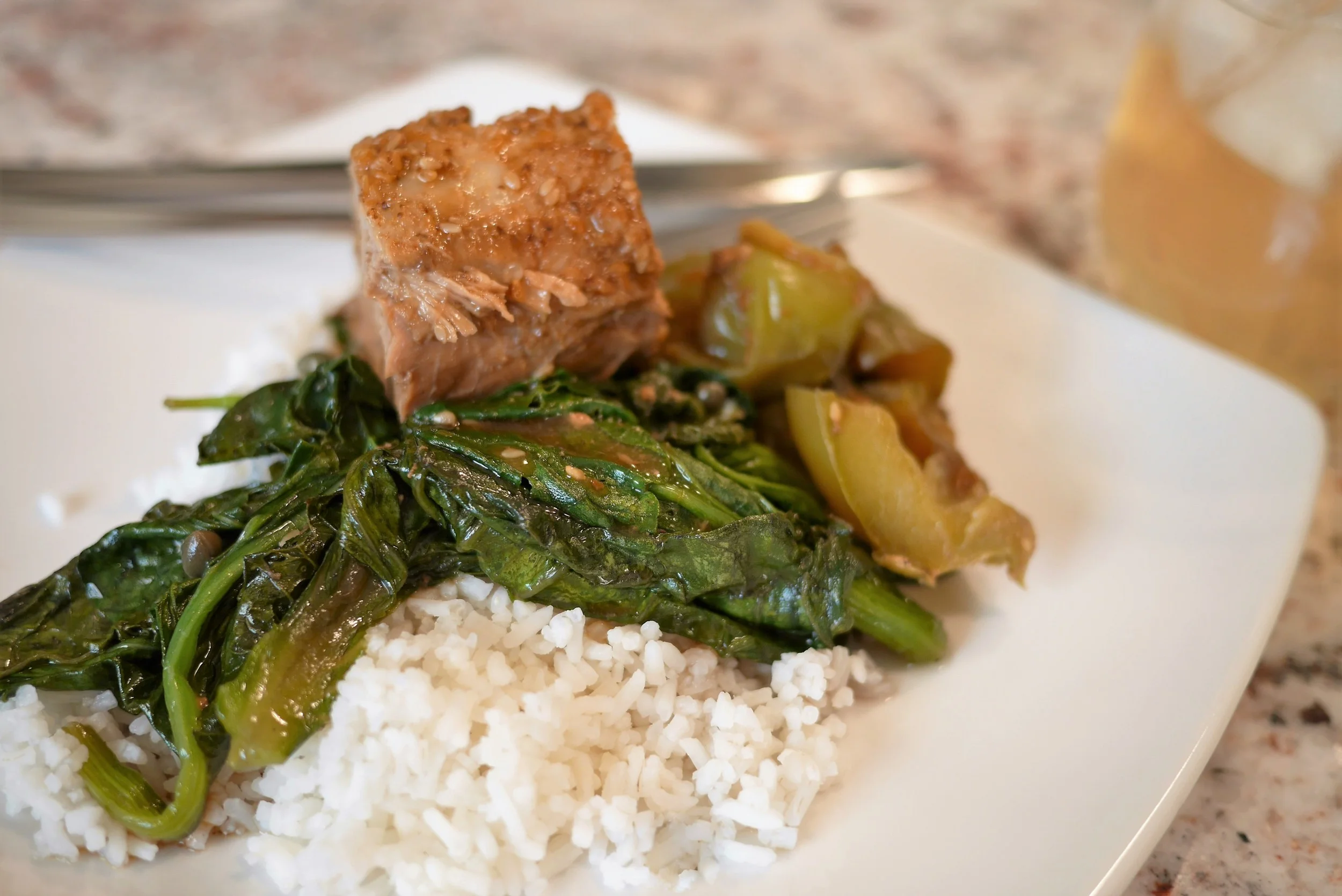 Soy Glazed Pork Tenderloin with Wilted Greens