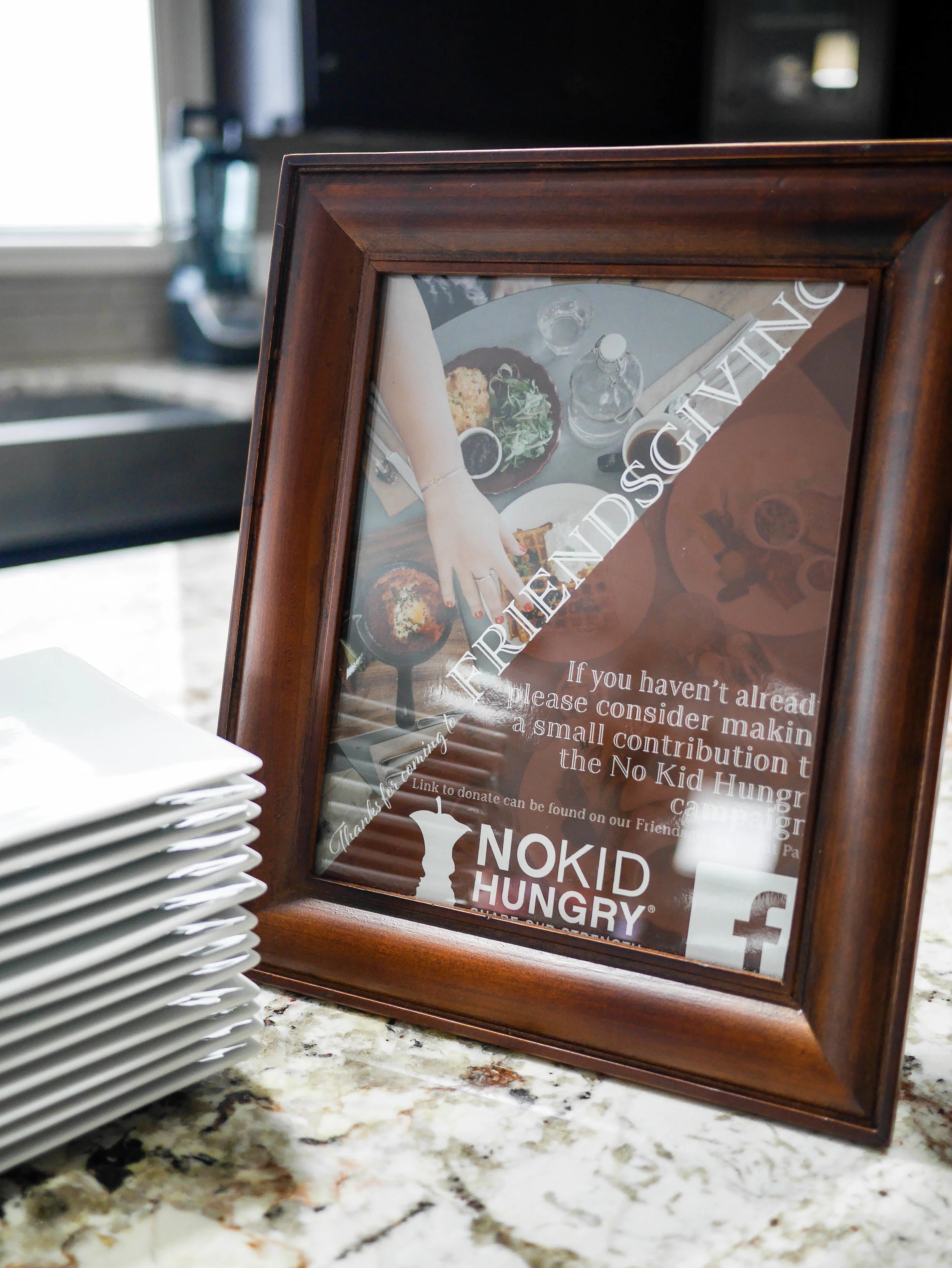 Using the same design scheme as the invite, I made a poster asking those in attendance to consider donating to the No Kid Hungry campaign and explaining where they can find the link to do so.&nbsp;No Kid Hungry Logo from Share our Strength.&nbsp;