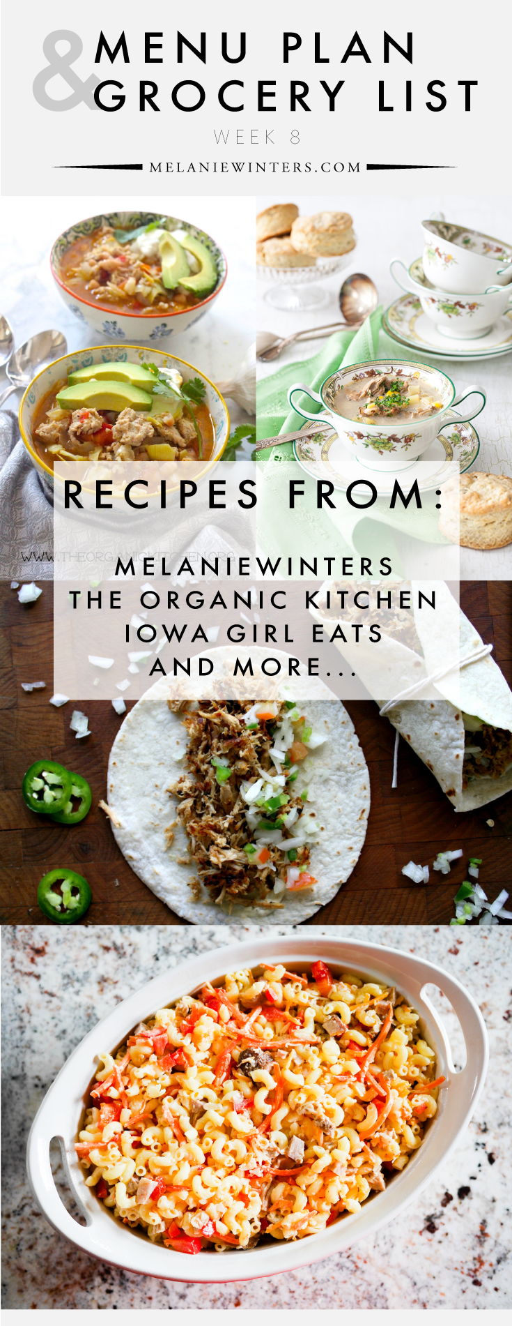 Just one massive batch of slow cooker pork on Monday and you are set for a variety of delicious, quick and easy meals throughout the week. Check out this week's meal plan for recipe links and a pre-made grocery list! 
