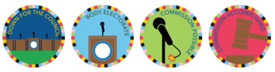 Four of CivCity's badges in the 2017 Ann Arbor District Library's Summer Game!