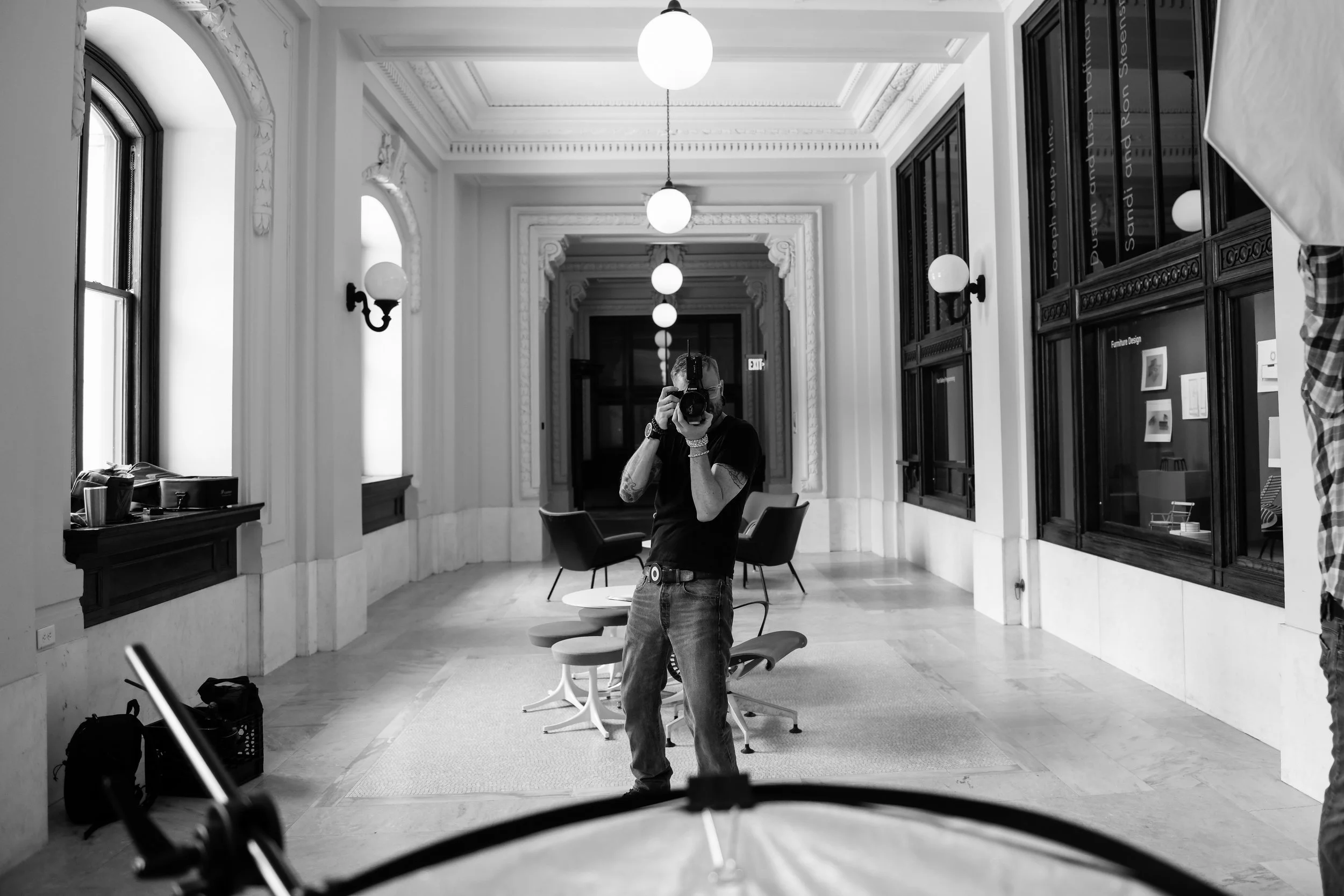 A little "shootback" of Aaron testing the lighting setup as I stand-in for the talent. Locking this in saved a ton of time and helped keep the day's schedule on track. ( Photo credit: Ted McDonald ) 