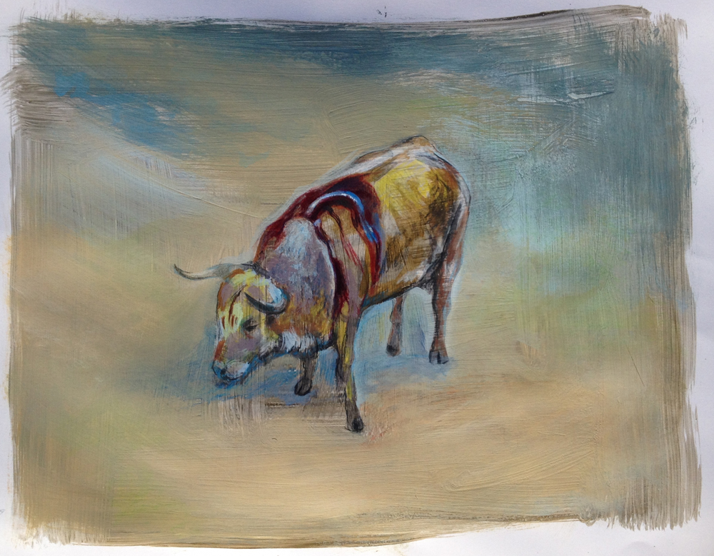 After The Picador , 19" x 24", acrylic and colored pencil on paper, 2015.