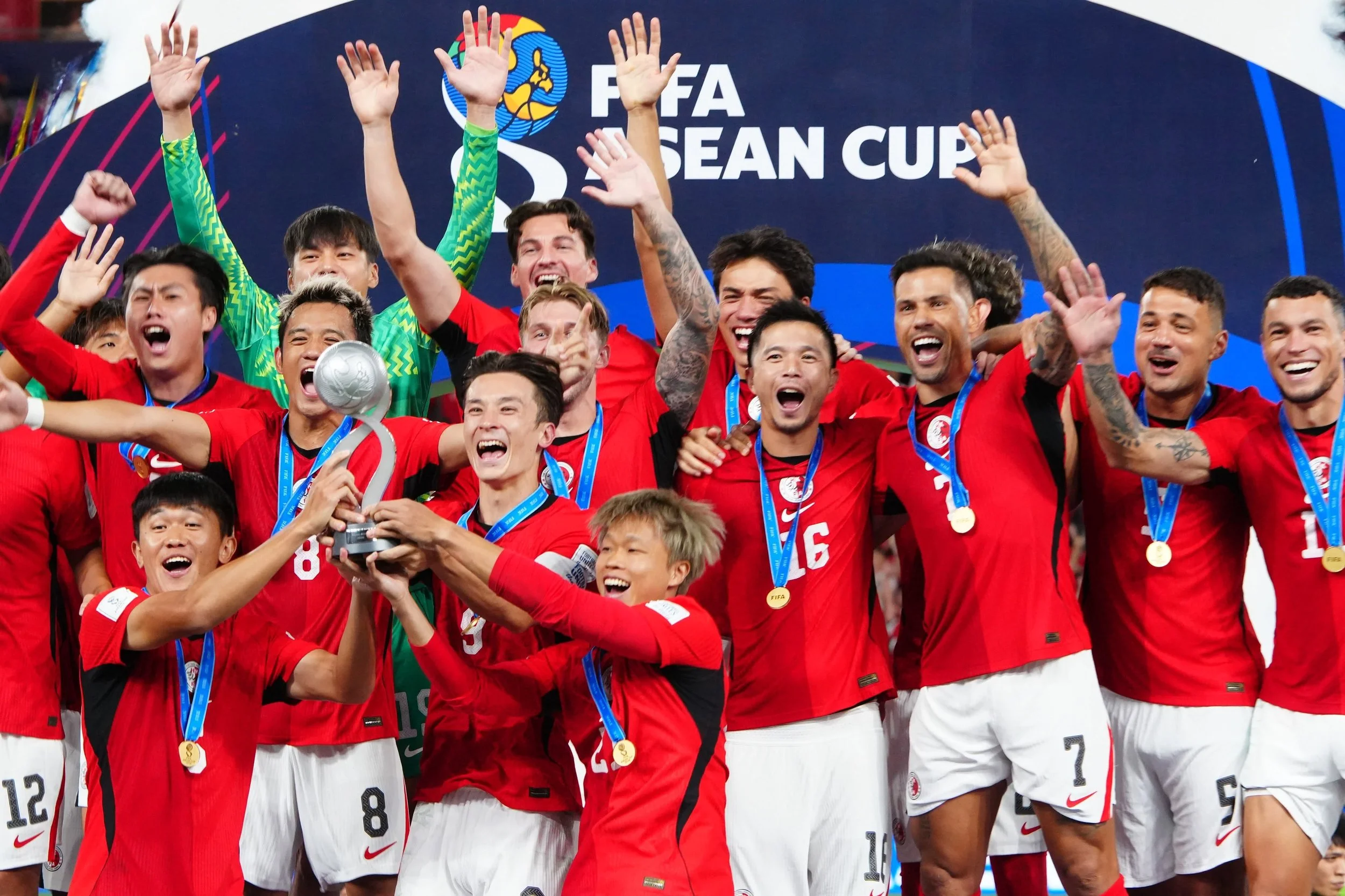 Hong Kong, China Football Team on winning championship in FIFA ASEAN Challenge Cup 2026 (Division 2)/ TMHK