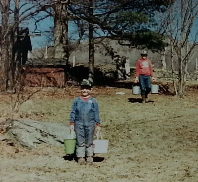 Me at young age helping gather the Sap 