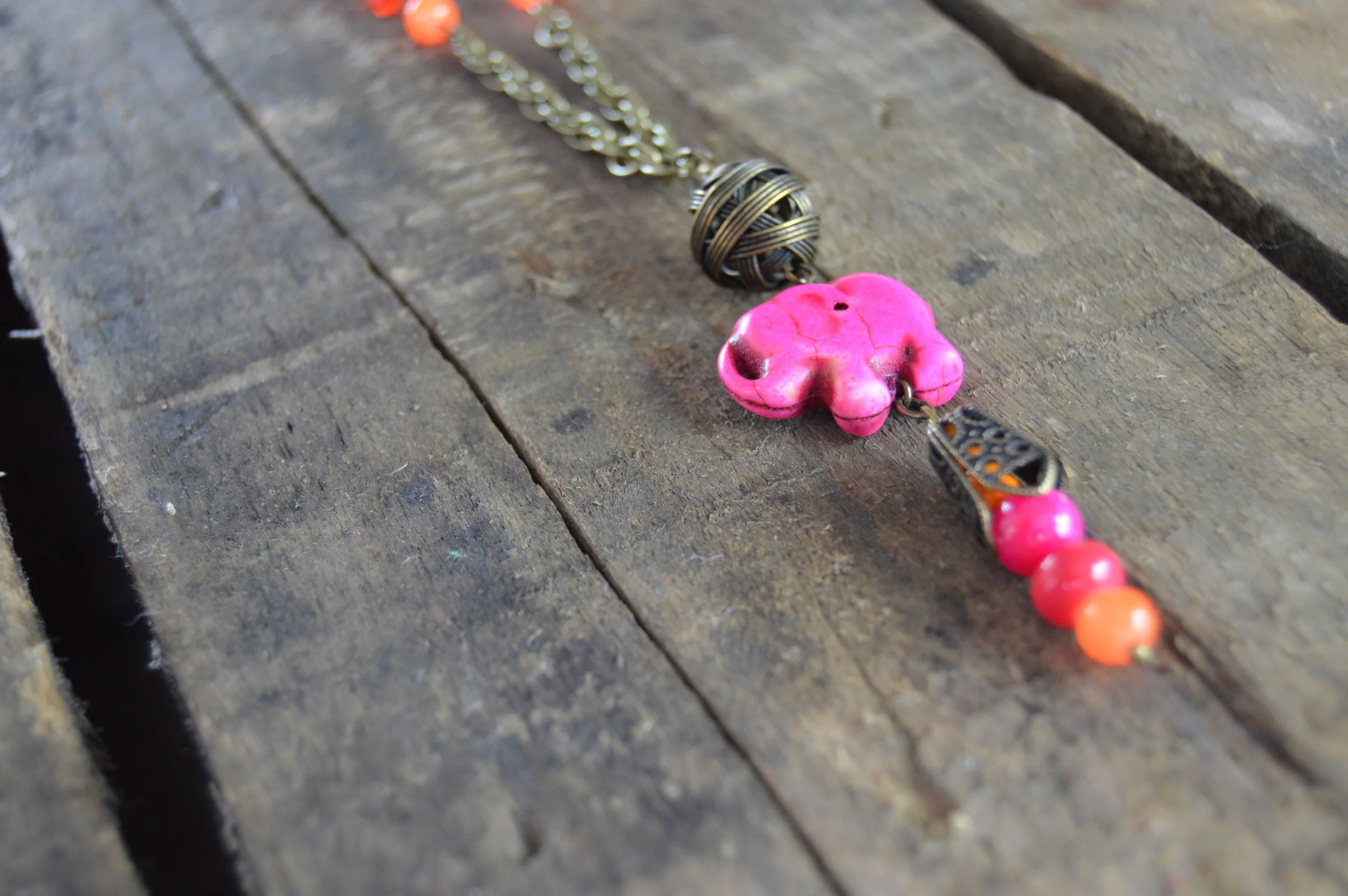 Hot Pink Elephant Necklace