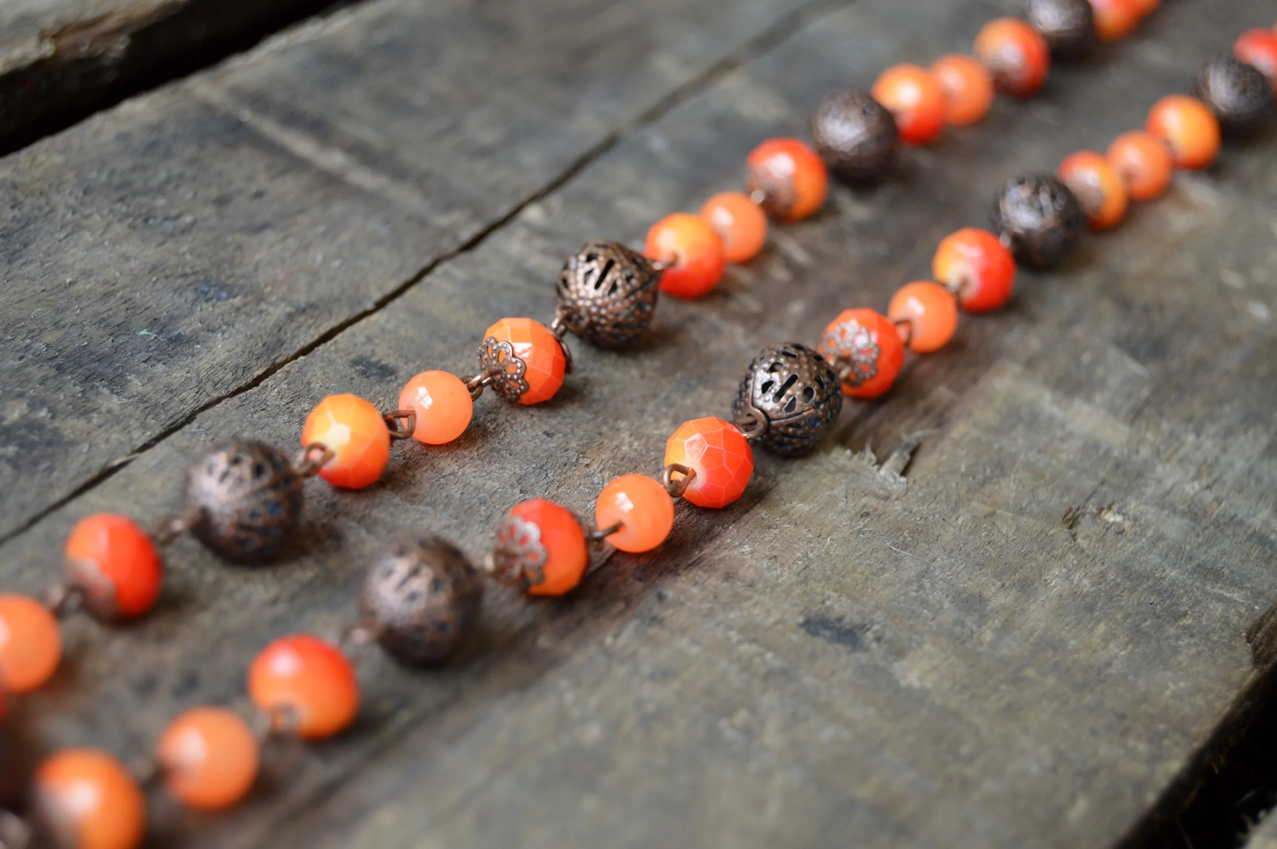 Orange and Copper Necklace