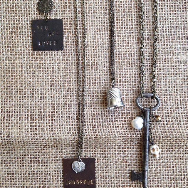 Flash Sale!! Now through Friday, May 27th 12:00 PM!! Take 30% off! All prices are listed to reflect the discount! L-R: &quot;You Are Loved&quot; $9.10
&quot;Thankful&quot; $10.50
Thimble $7
Skeleton Key and Bead $11.90