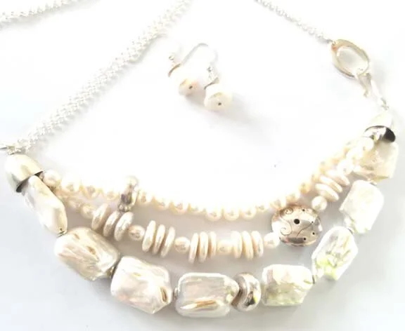 Not Your Mom's Pearl and Sterling Necklace and Earrings