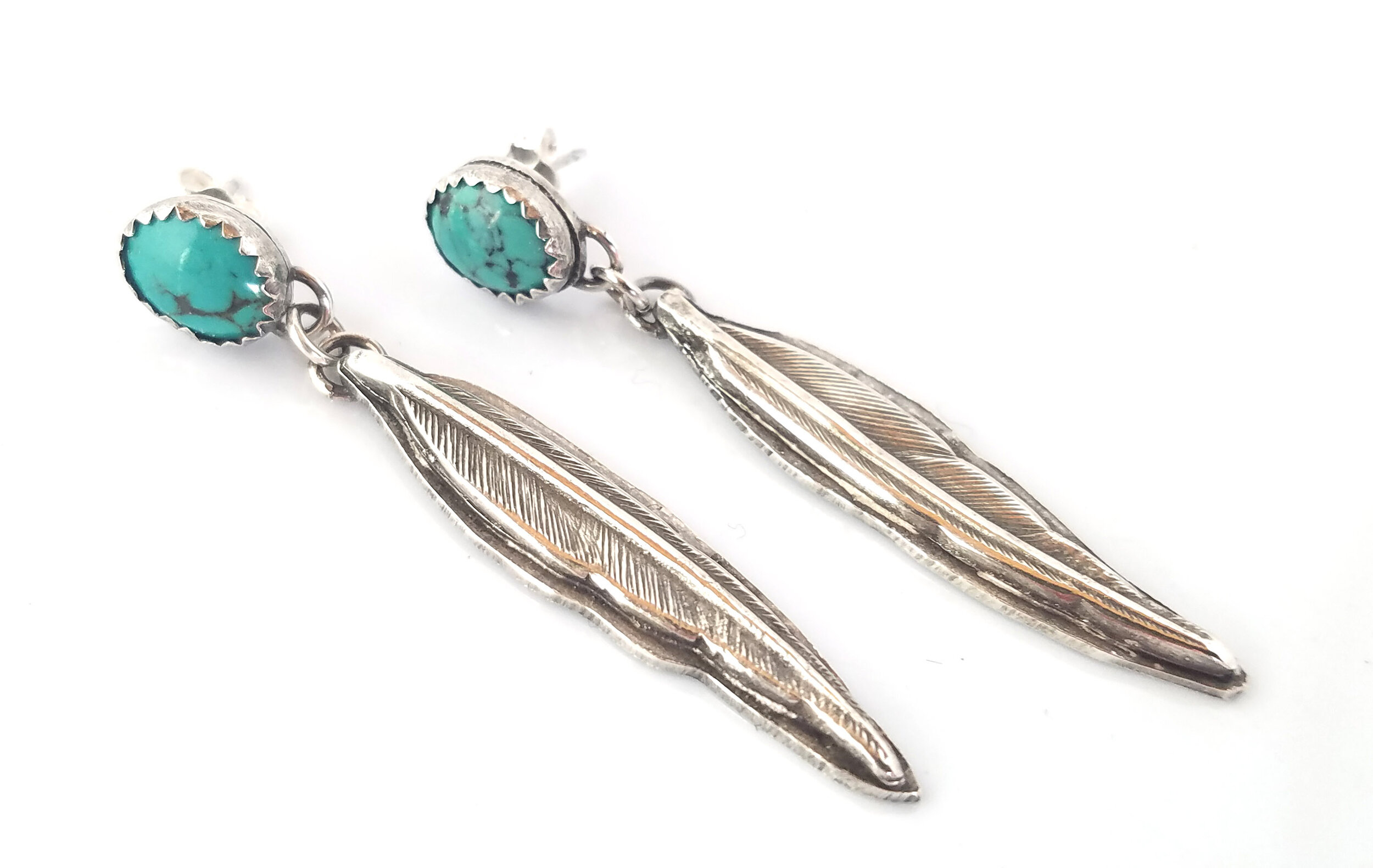 Feather and Turquoise Earrings