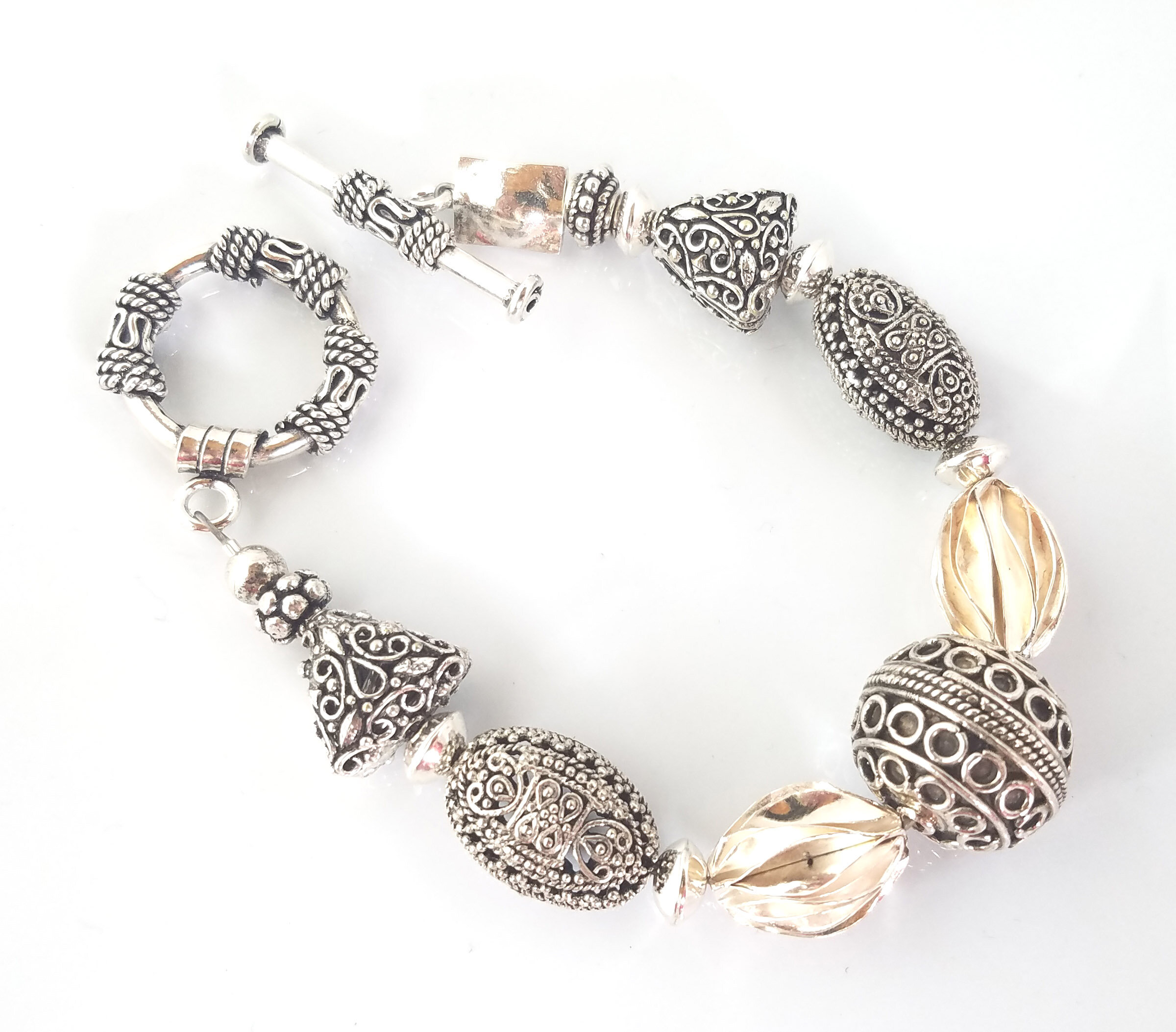 Heavy Beaded Sterling Silver Bracelet