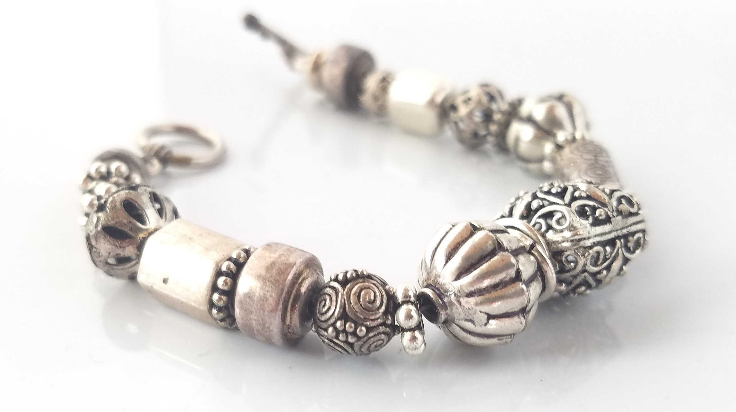 Sterling Silver Beaded Medium Bracelet