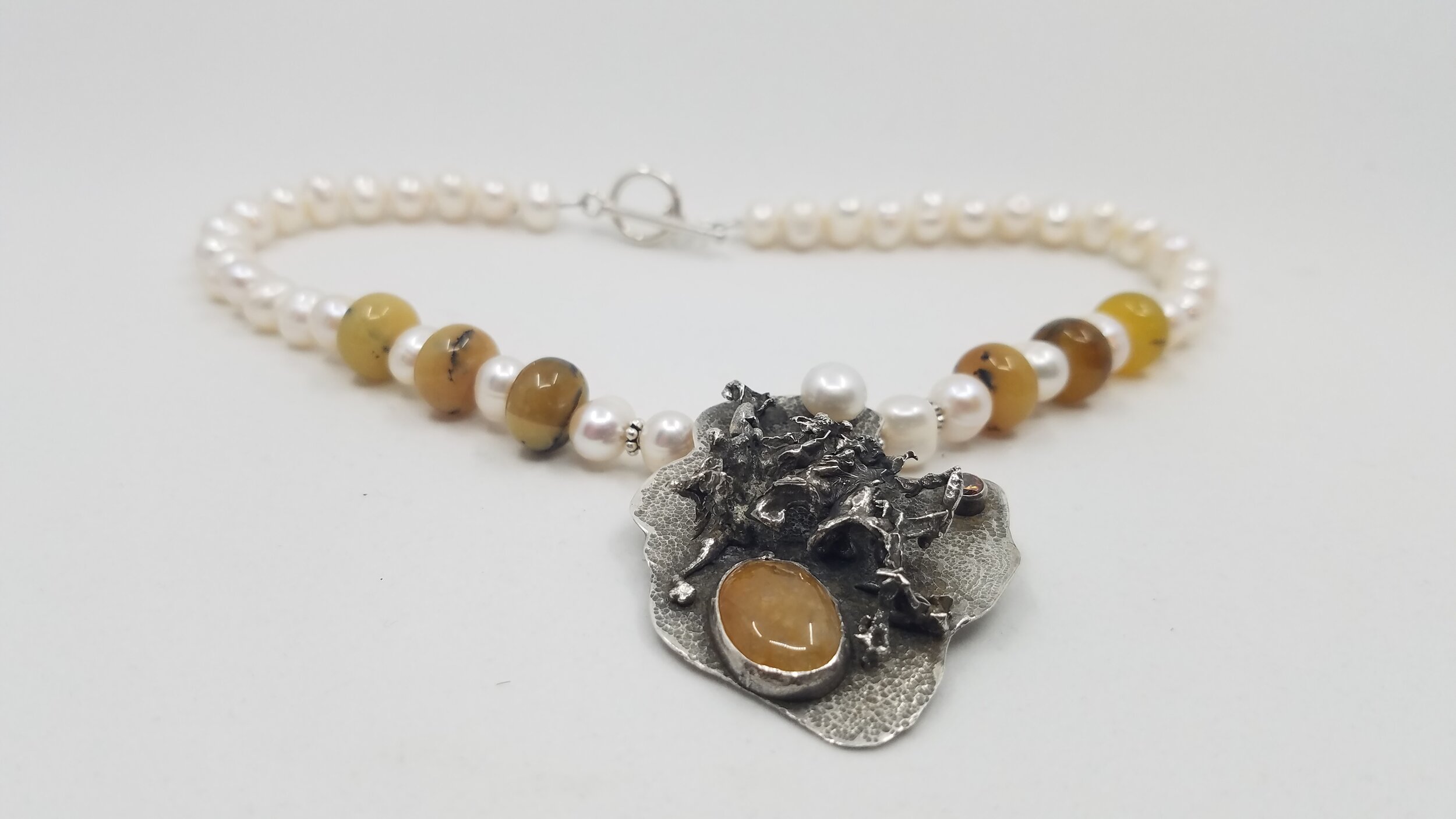 Amber and Pearl Necklace