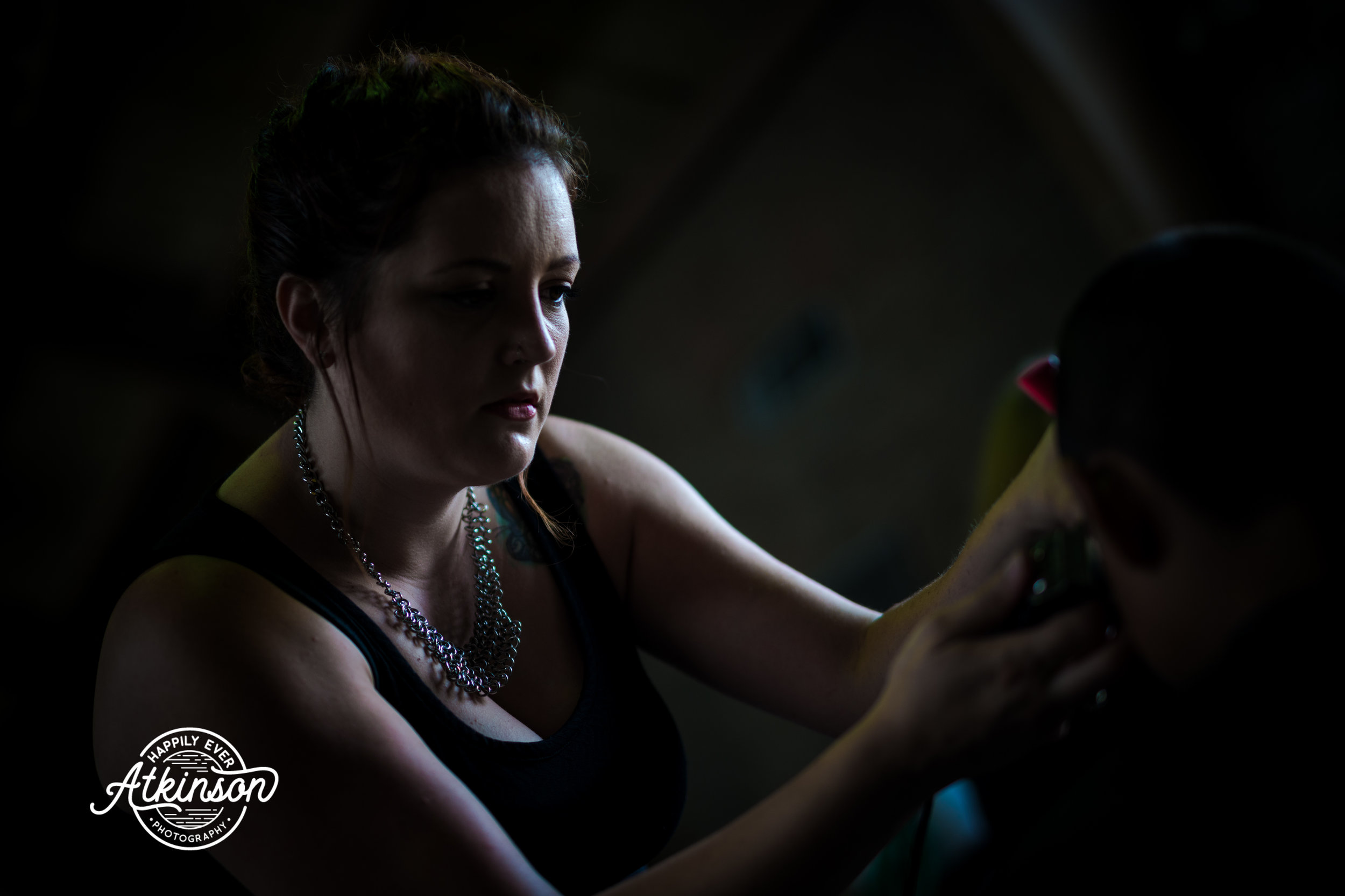 Woman using hair clippers