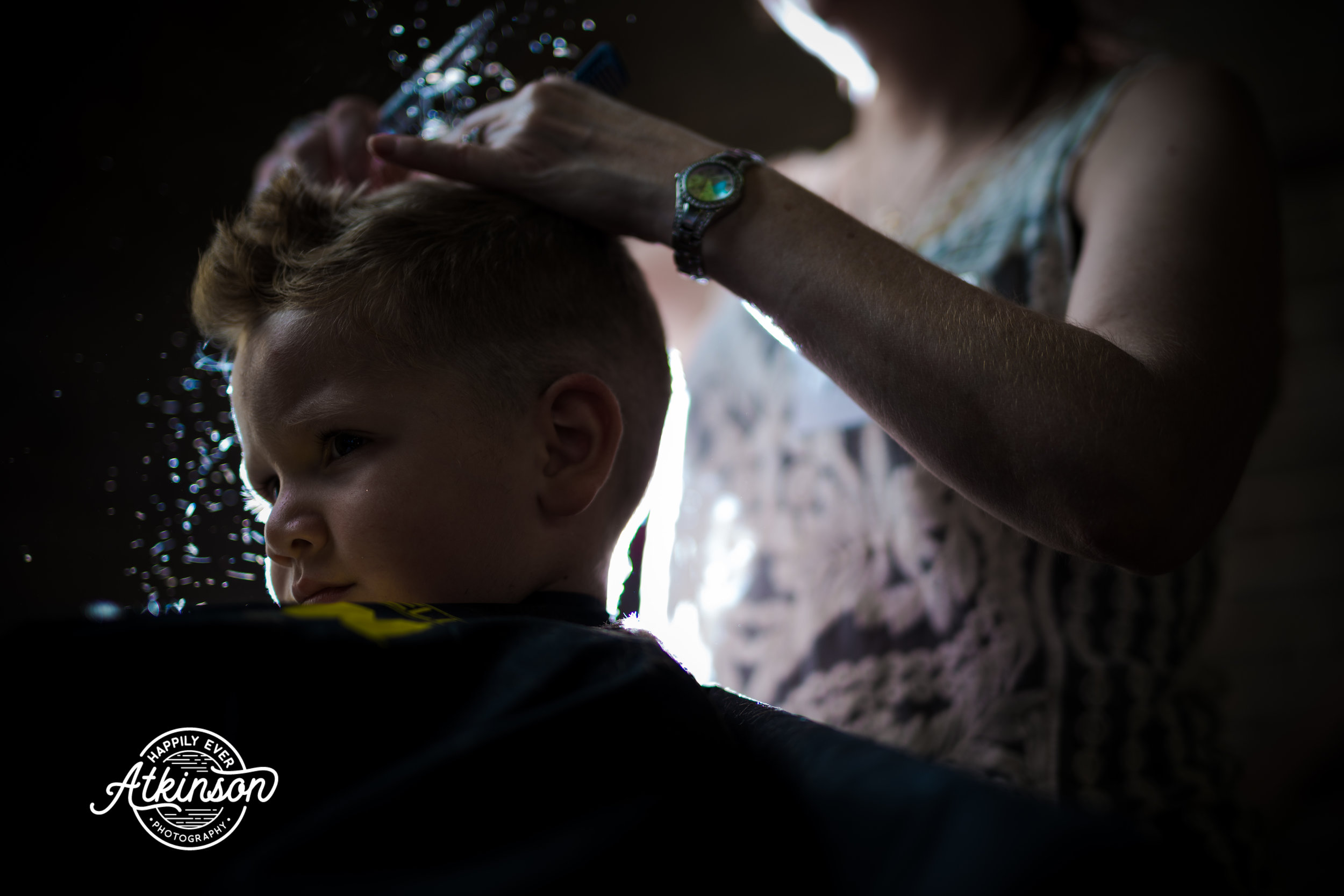 little boy gets a haircut