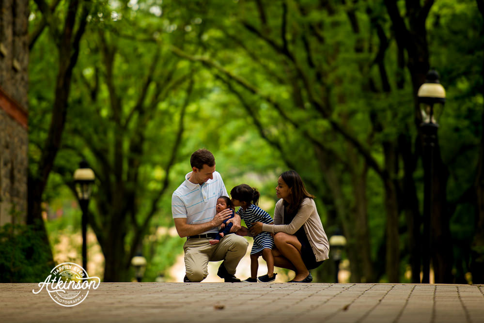 Family portrait on college campus