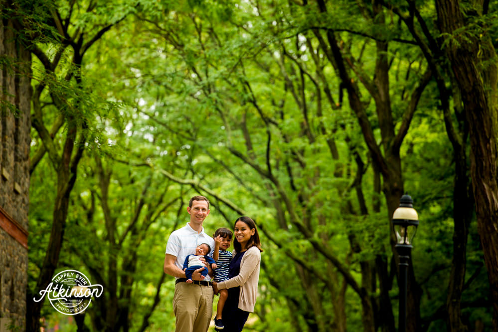 family portrait on college campus