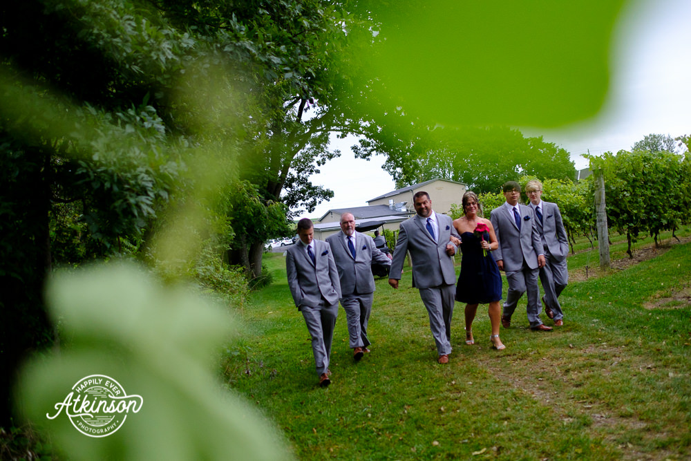 Groomsmen throught the vines
