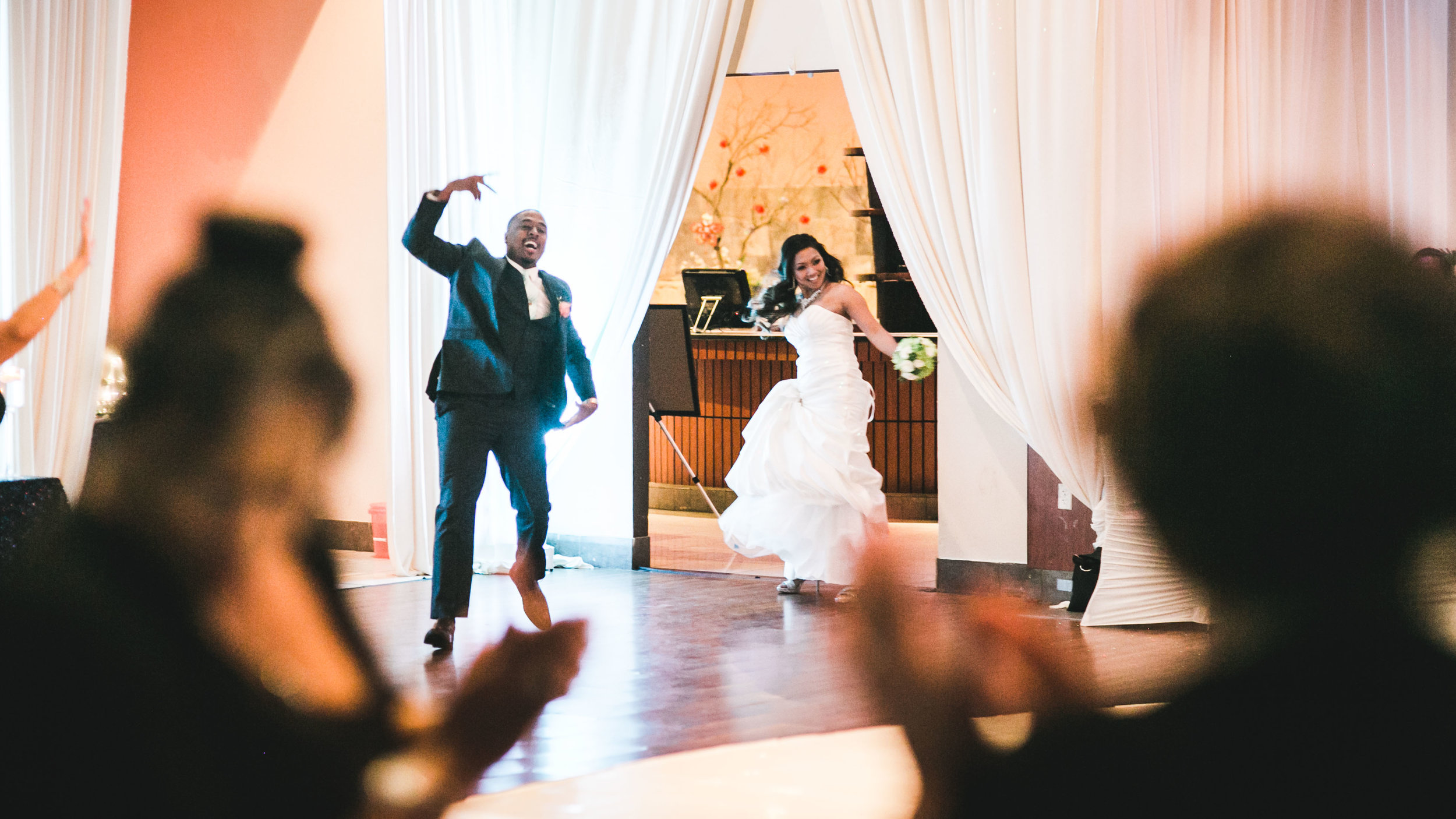 Here comes the bride and the groom!