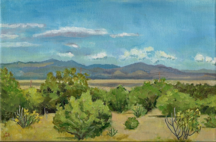 Plein air oil sketch of the view from the cabin I stayed in.