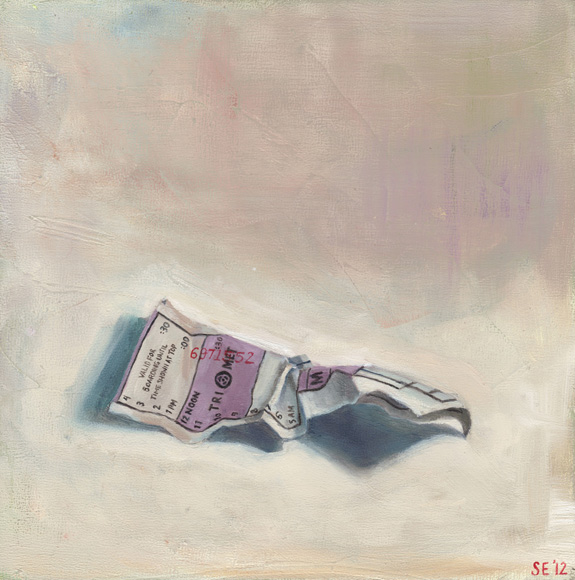 TriMet Ticket Lilac, 8x8, oil on panel, 2012