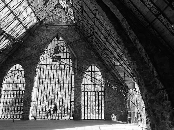 "I will live as they once did - wild and free," reads the stained glass above the castle's large, central room.