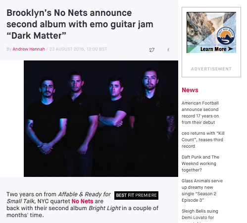 No Nets announce sophomore LP