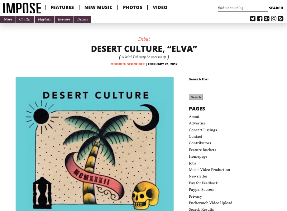 Desert Culture Premiere "Elva" at Impose