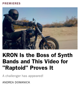 KRON release Raptoid video via Noisey