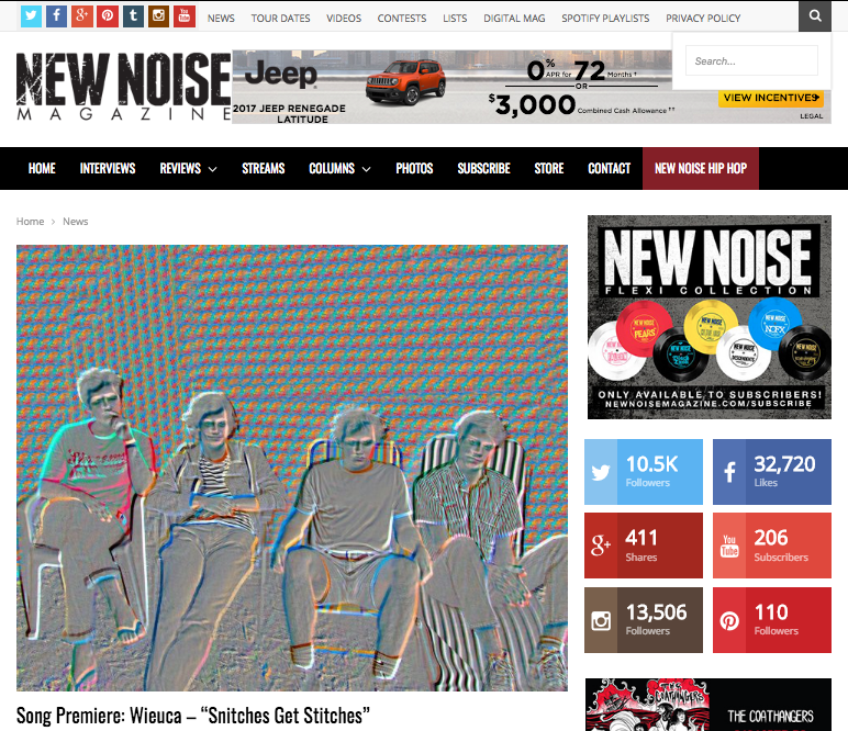 Wieuca share new song at New Noise Magazine