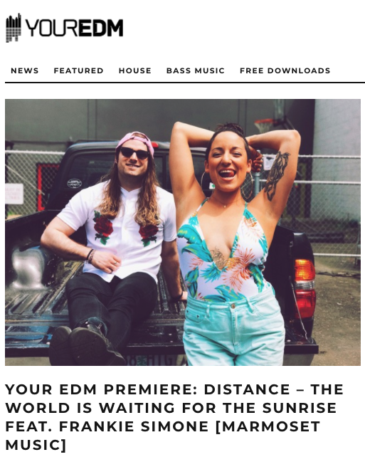 Your EDM premieres new song from Distance ft Frankie Simone