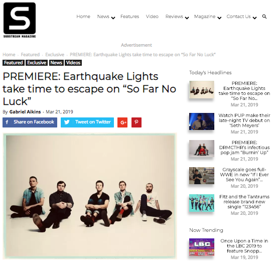 Earthquake Lights share new video from Distress Signals