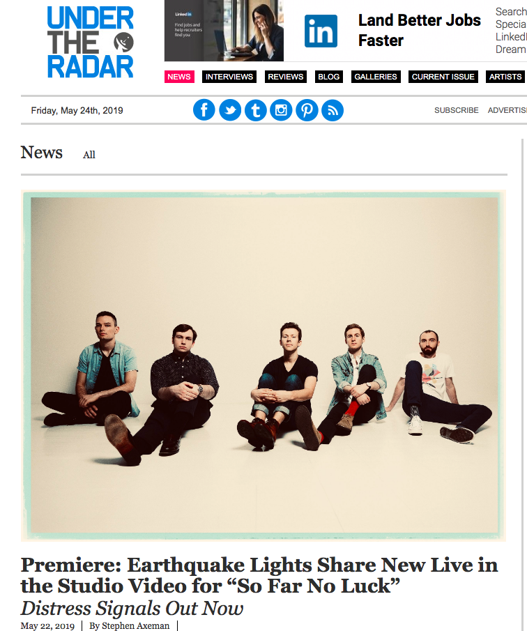 Earthquake Lights tap 19 piece orchestra for in-studio performance