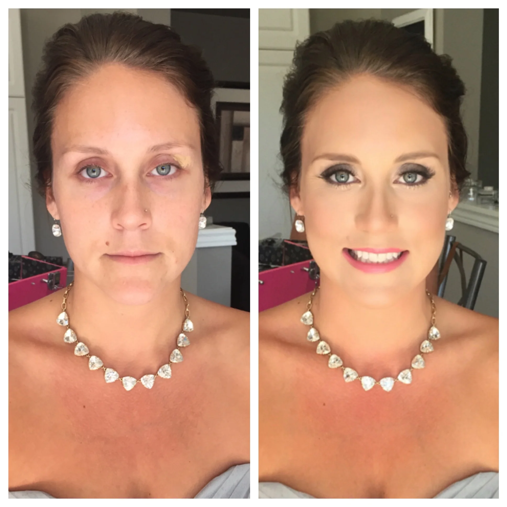 Saturday.June.6th.2015. Before & after of the stunning sister of the groom, Lindsay.