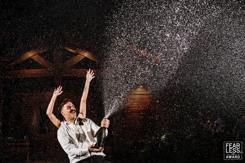 Two moments I&rsquo;ll never forget photographing just received Fearless Awards! 🏆

Kaida + Tyson celebrated their wedding exit with a burnout down a prairie road.

Another shook champagne like they were winning a championship, and Hayley may have b