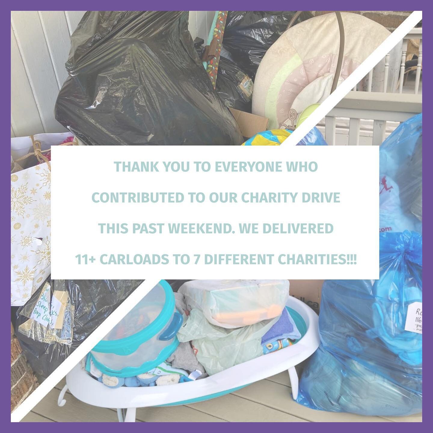 Thank you so much to everyone who contributed to our charity drive this past weekend. We had over 11 carloads full of donations for our 7 charities 💜#ntmoms #torontomoms #charitydrive #donations