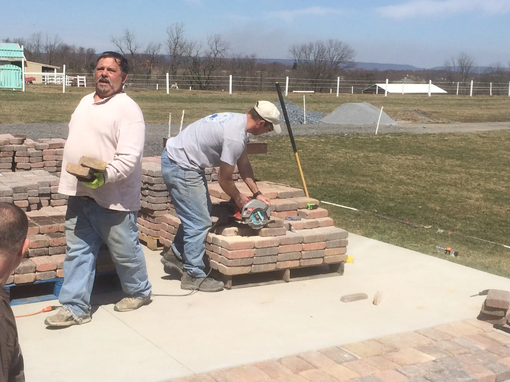 Ron and Chris schleppin blocks to the layers.