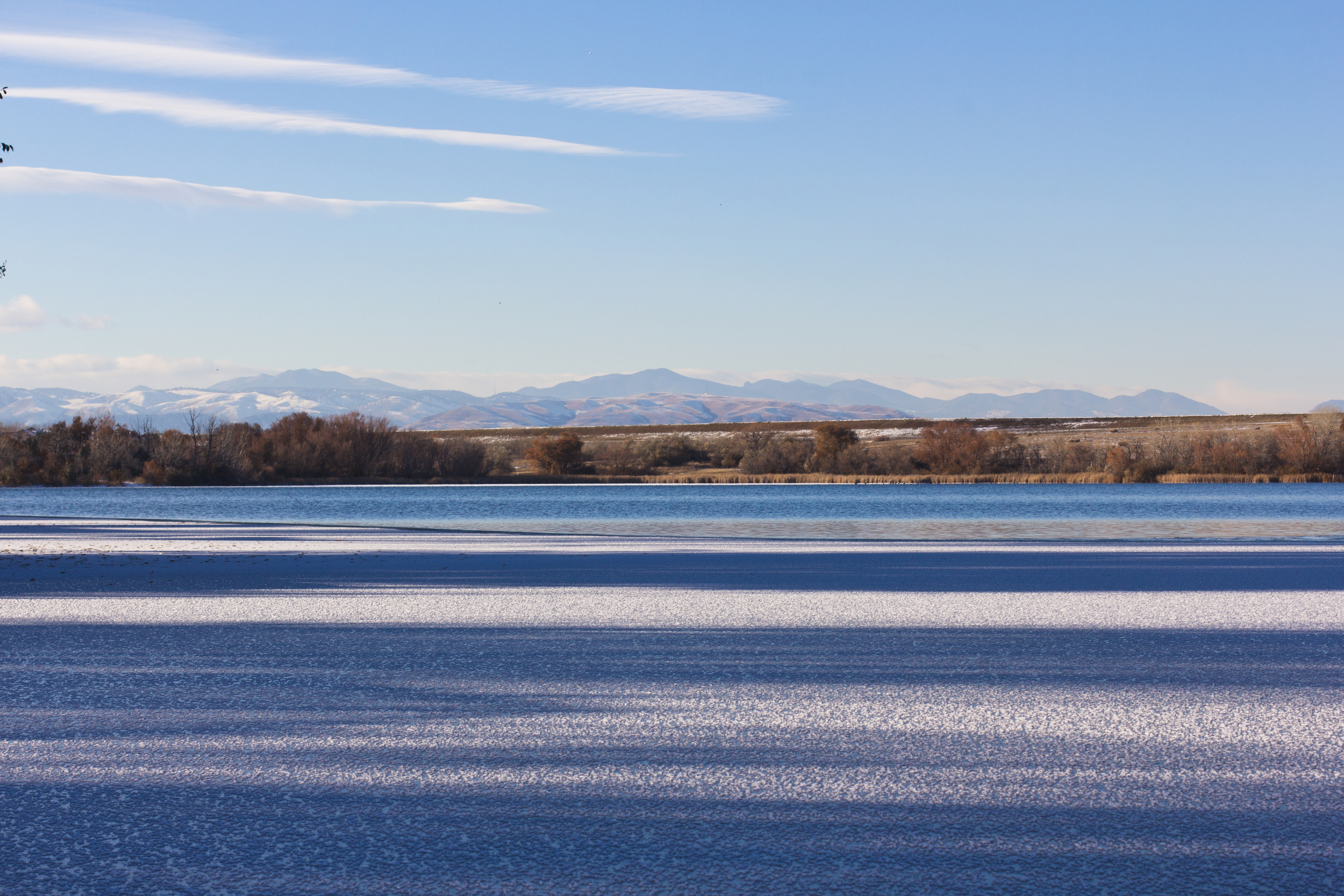 Colorado mountains and frozen lake