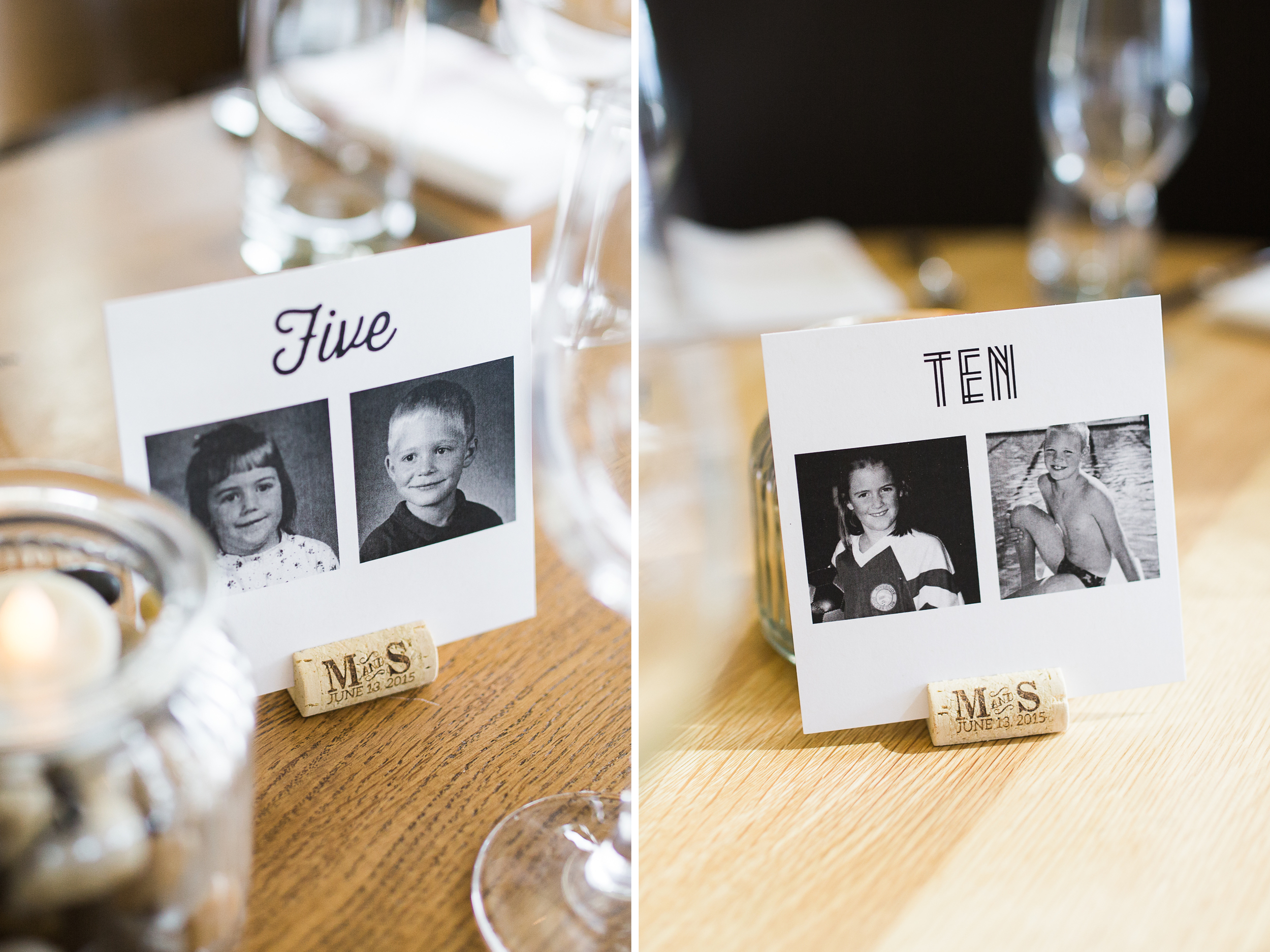 Coohills Wedding Photographer - custom table numbers with baby pictures