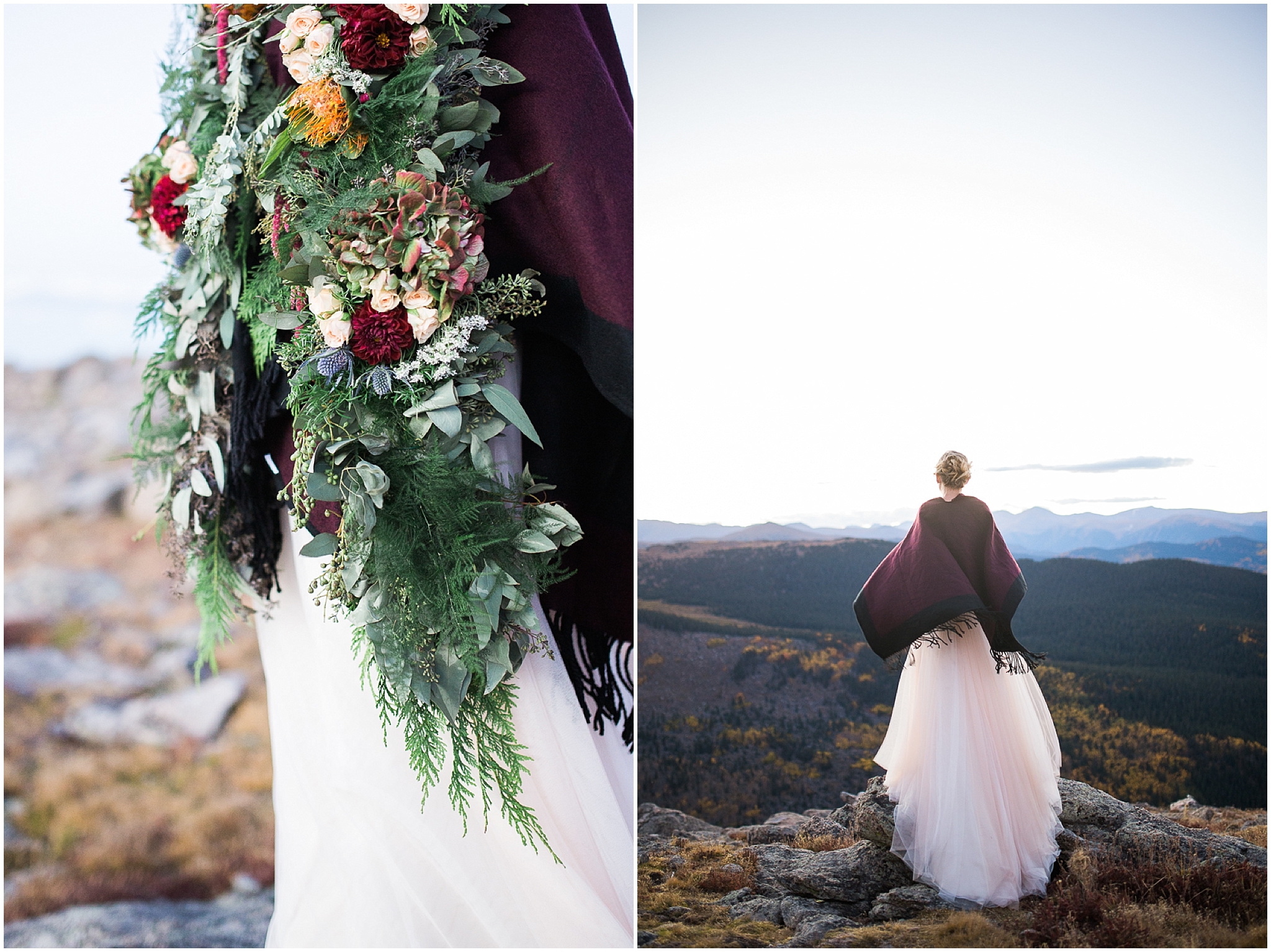 Gorgeous bride on top of 14 thousand foot mountain