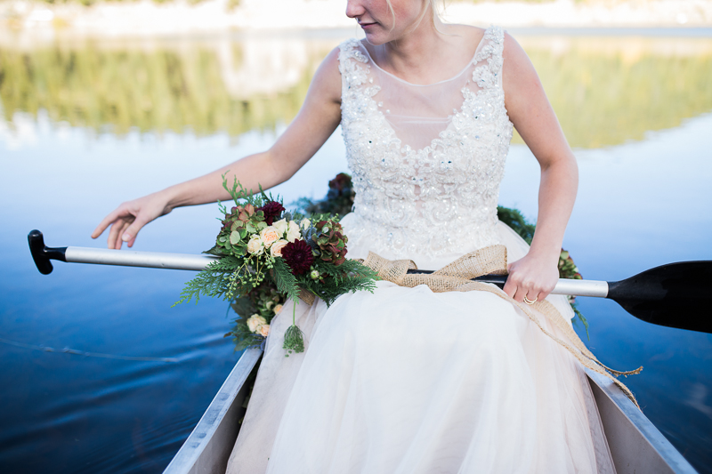 bride on the canoe